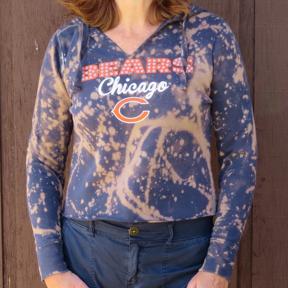 Chicago Bears Bleach Crop Hoodie sz S
